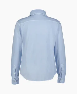 Outlet Overhemd M/L Piquet Con Ricamo Licht Blauw Heren Overhemden