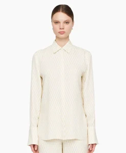 Hot Blouse Bold Alcove Print Ecru Dames Blouses