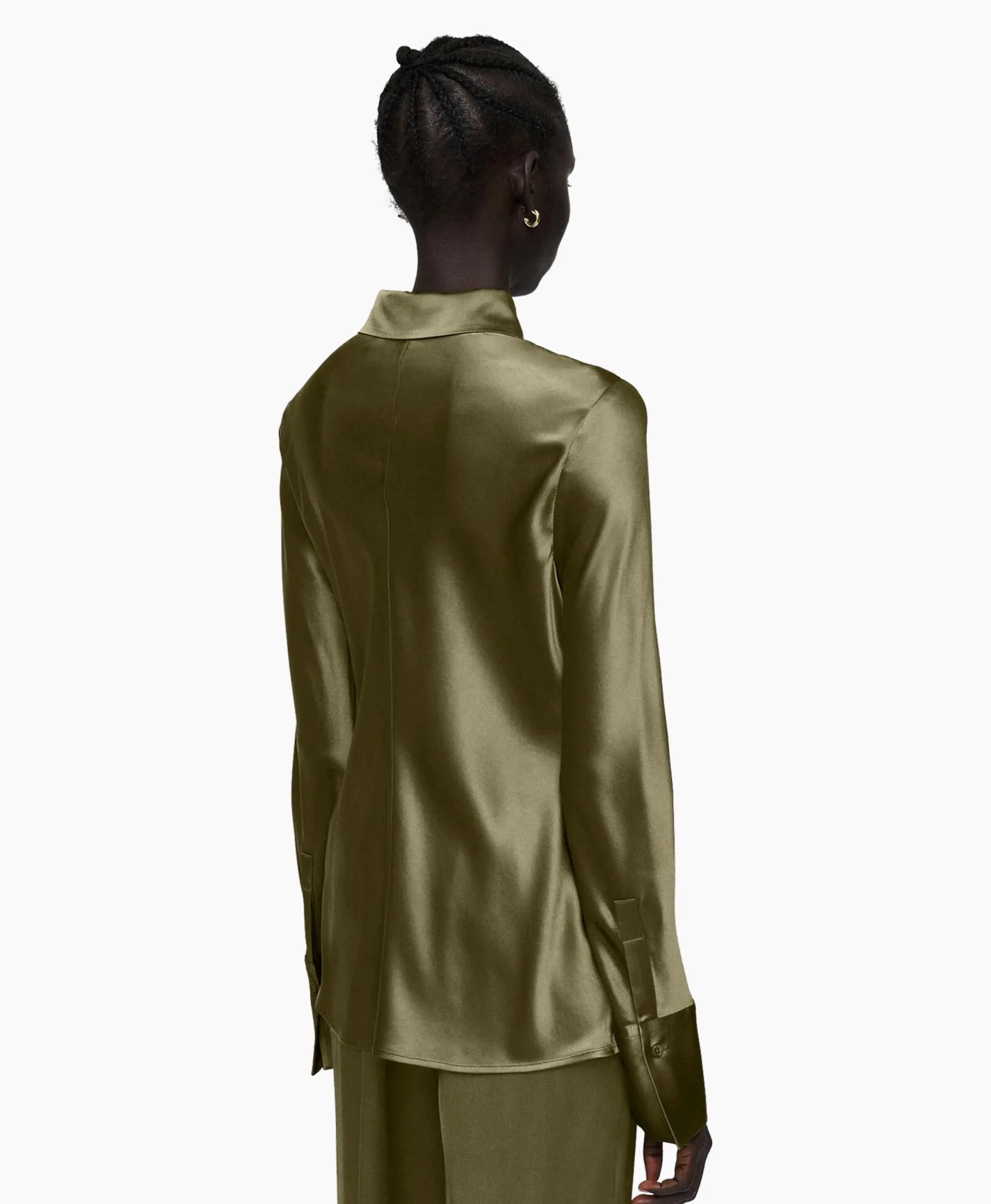 Blouse Brunel Silk Satin Olijf Dames Blouses