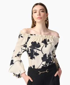 Online Blouse Print Lange Mouwen Zwart Dessin Dames Blouses