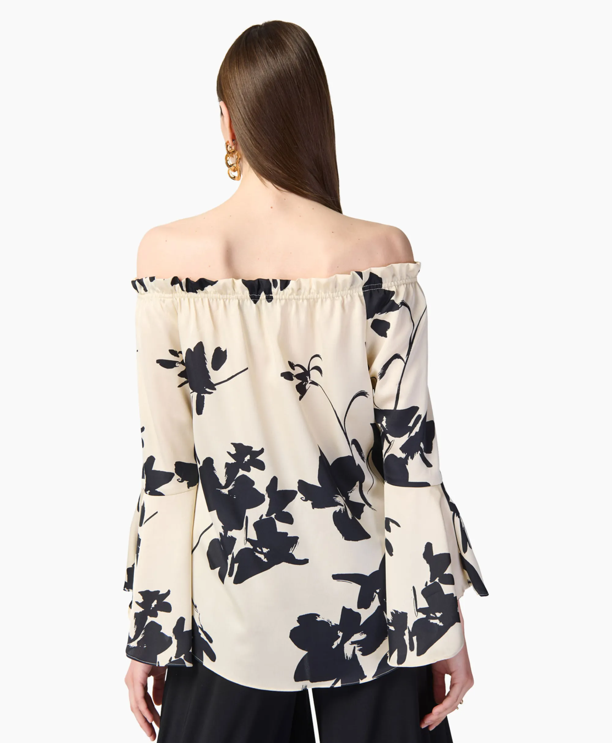 Online Blouse Print Lange Mouwen Zwart Dessin Dames Blouses