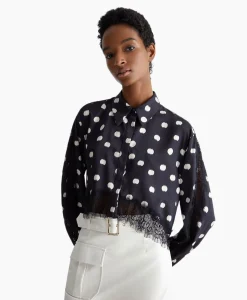 Sale Blouse Escamicia C/Dettagali In Pizzo Zwart Dames Blouses