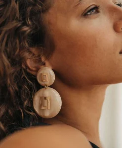 Outlet Oorbellen Ce Re Round Logo Sand Goud Dames Sieraden