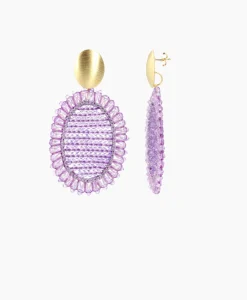 Oorbellen Ce Si Filled Oval Double Paars Dames Sieraden