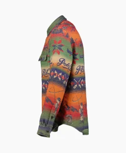 Best Overshirt Flannel Jacquard Blauw Dessin Heren Jassen