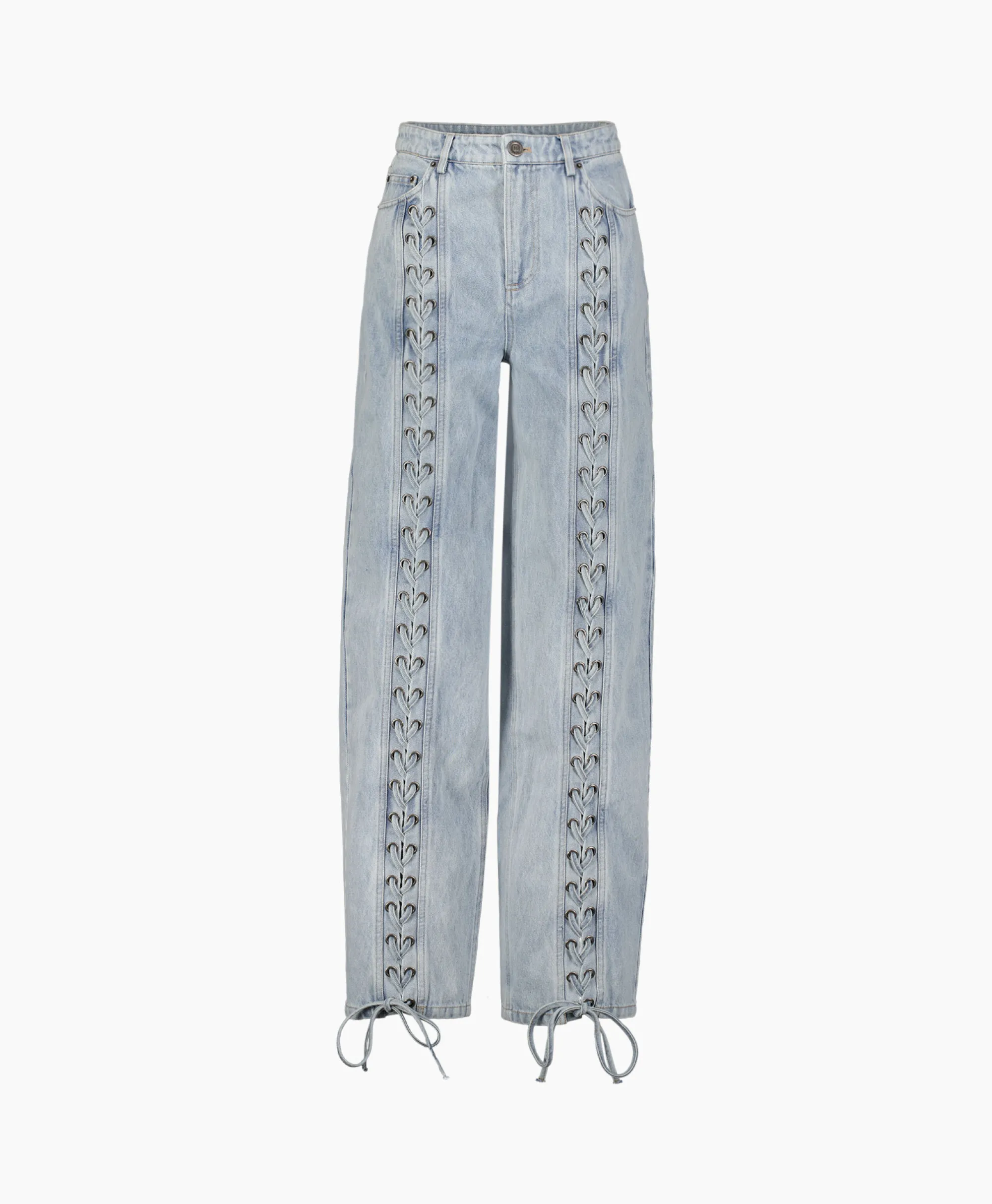 Hot Jeans Denim Laced Legj Blauw Dames Broeken