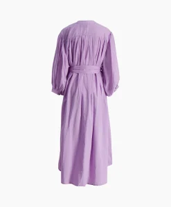 New Maxi Jurk Balloon Long Double Layered Lila Dames Jurken