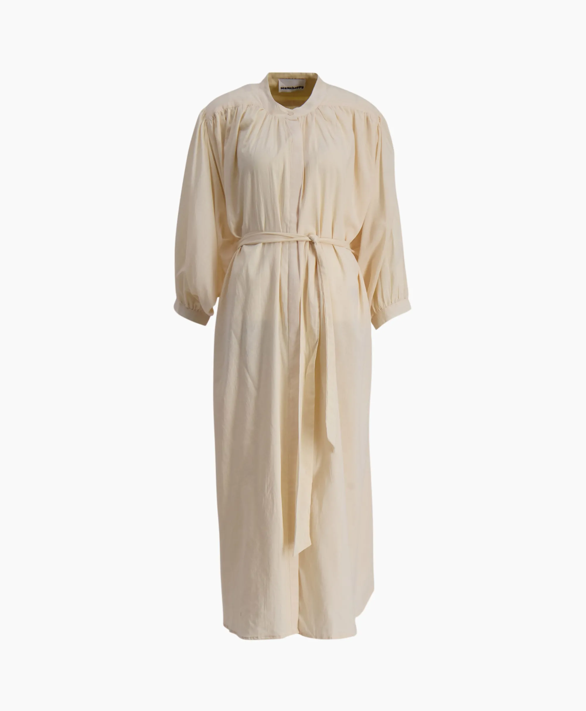 New Maxi Jurk Balloon Long Double Layered Beige Dames Jurken