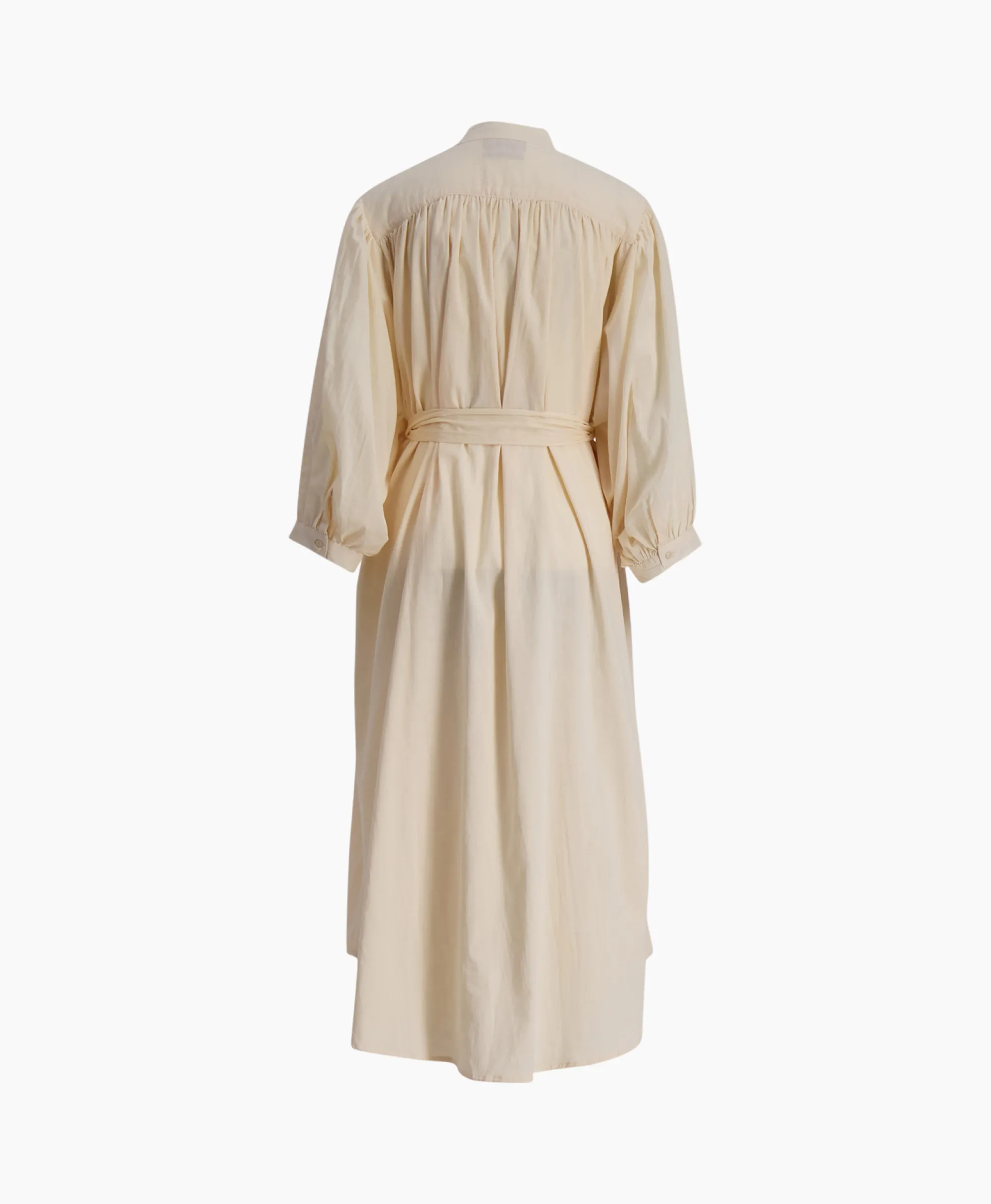 New Maxi Jurk Balloon Long Double Layered Beige Dames Jurken