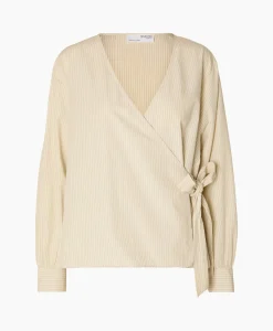 Online Top Millie Ls Striped Wrap B Goud Dames T-Shirts & Tops