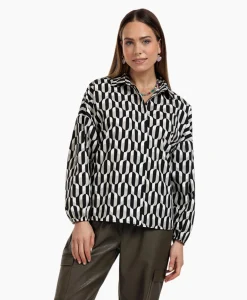 Hot Blouse Havana Coffee Beans Zwart Dessin Dames Blouses