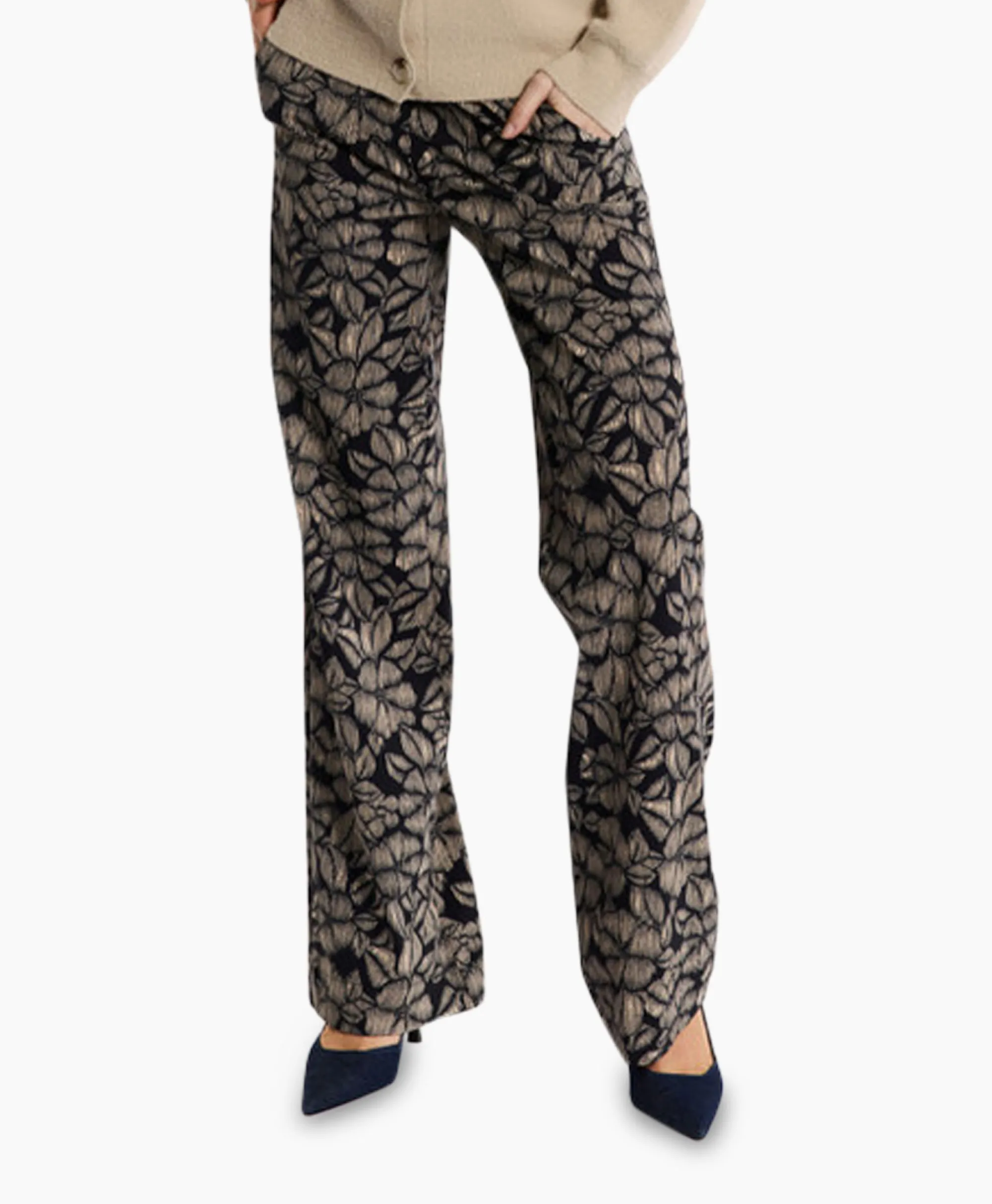Online Broek Marilon Flower Trousers Zand Dames Broeken