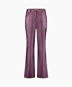 Outlet Broek Selina Metallic Leather Trousers Paars Dames Broeken