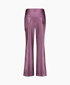 Outlet Broek Selina Metallic Leather Trousers Paars Dames Broeken