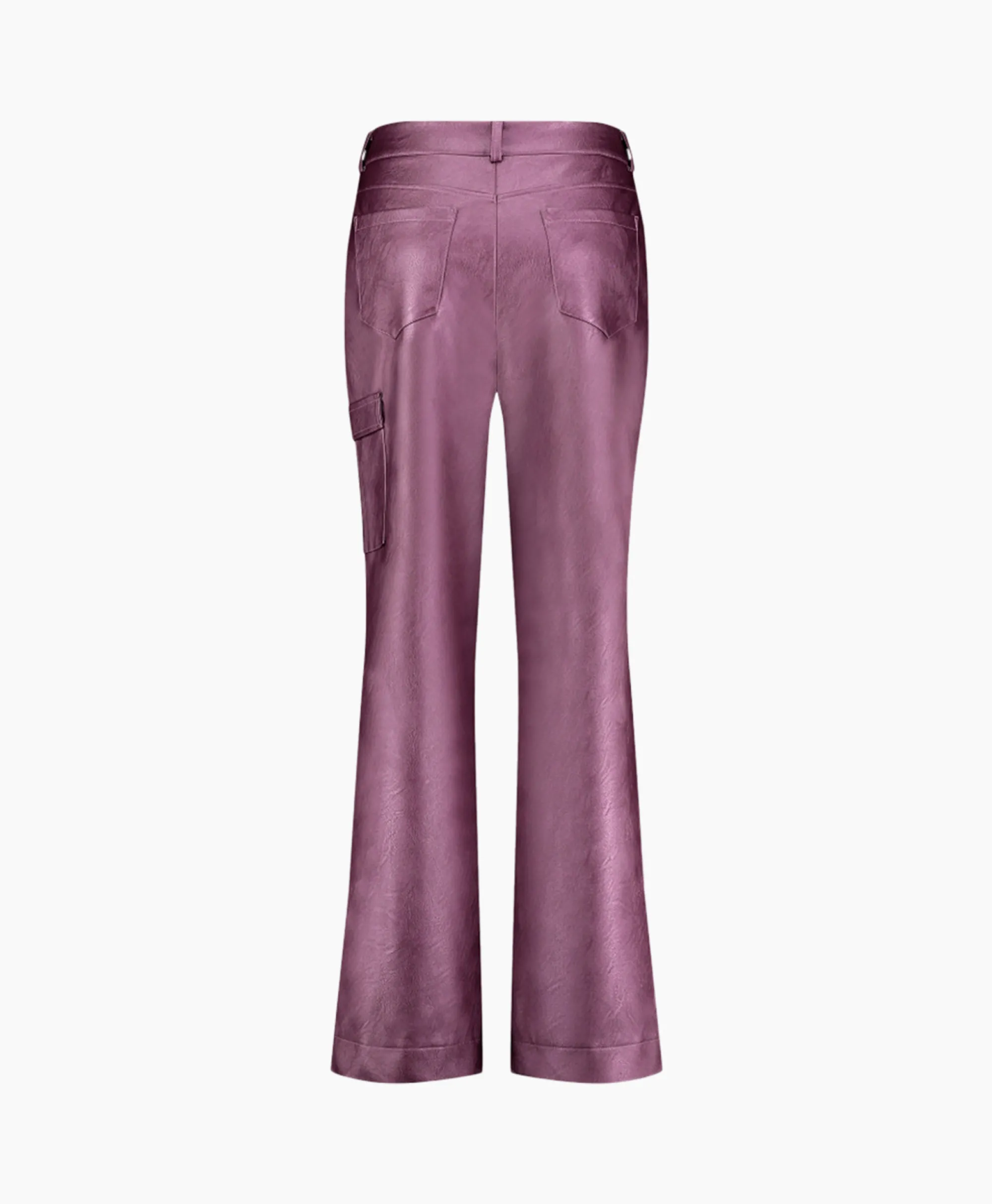 Outlet Broek Selina Metallic Leather Trousers Paars Dames Broeken