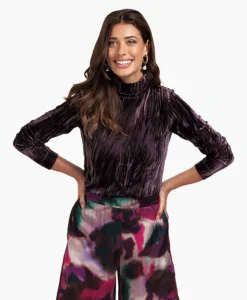 Sale Top Avril Ls Velvet Bruin Dames T-Shirts & Tops