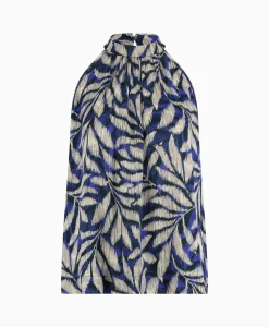 Clearance Top Sara Satin Big Flower Blauw Dames T-Shirts & Tops