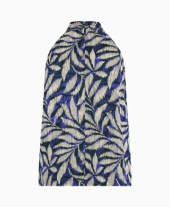 Clearance Top Sara Satin Big Flower Blauw Dames T-Shirts & Tops