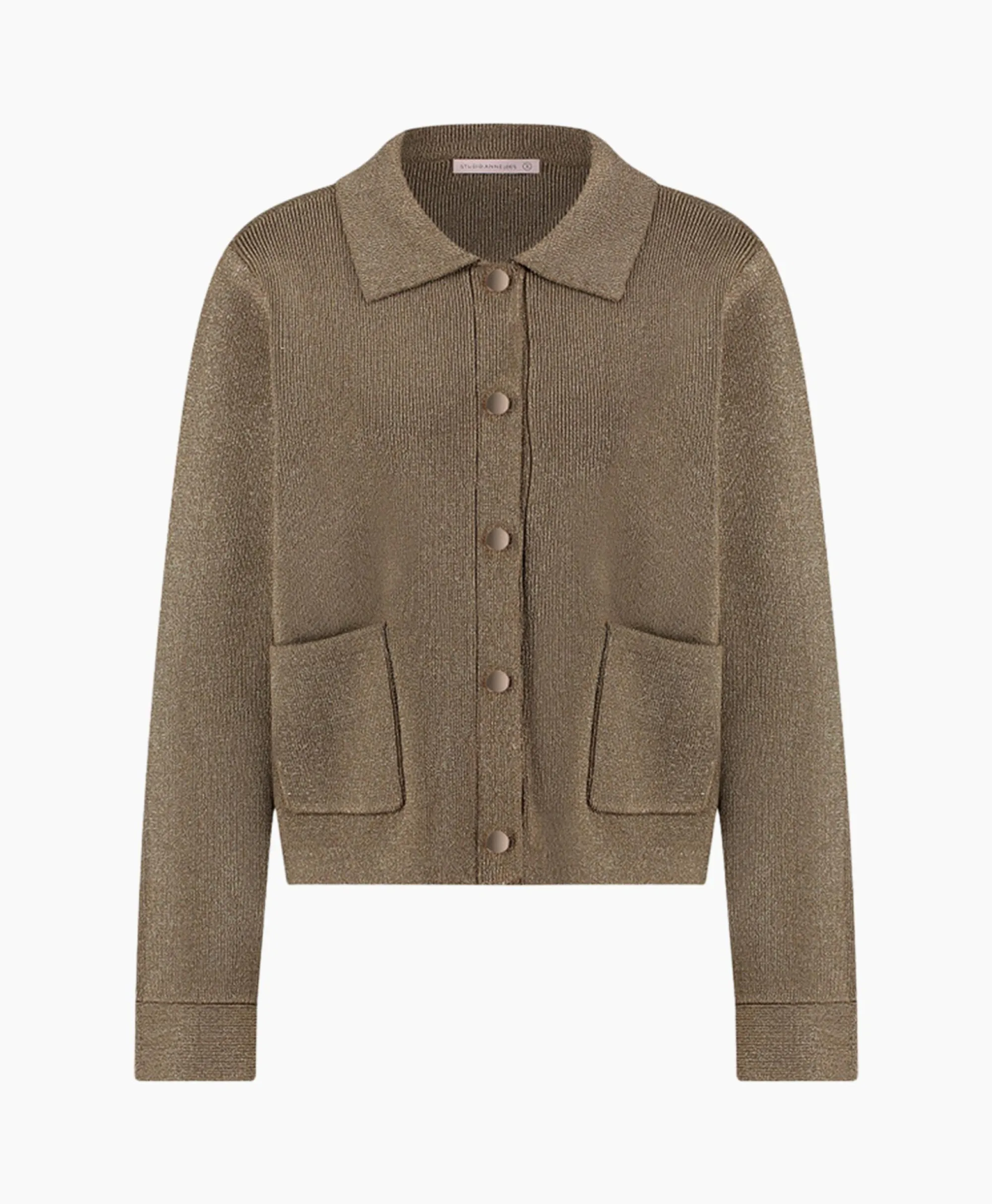 Clearance Vest Imke Lurex Cardigan Bruin Dessin Dames Vesten