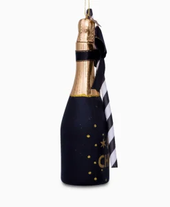 Clearance Kerstbal Champagne Fles Zwart Lifestyle Lifestyle
