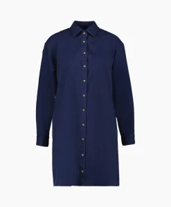 Hot Mini Jurk Keegan Twill Blauw Dames Bruiloftskleding