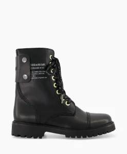 Discount Zadig & Voltaire Enkellaars Joe Smooth Cowskin + Side Prin Zwart Dames Laarzen