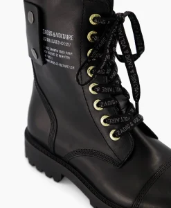 Discount Zadig & Voltaire Enkellaars Joe Smooth Cowskin + Side Prin Zwart Dames Laarzen