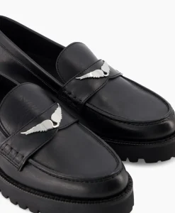 Clearance Zadig & Voltaire Loafer Joecassin Semy Shiny Calfskin Zwart Dames Instappers