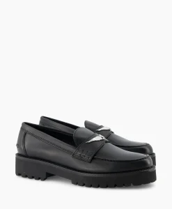 Sale Zadig & Voltaire Loafer Joecassin Semy-Shiny Calfskin Zwart Dames Instappers