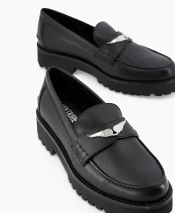 Sale Zadig & Voltaire Loafer Joecassin Semy-Shiny Calfskin Zwart Dames Instappers