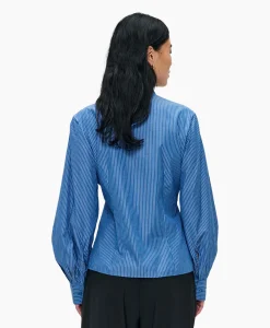 Clearance Blouse Puff Sleeve Blauw Dames Blouses