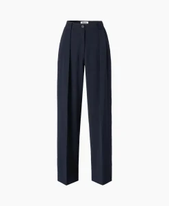 Zenggi Pantalon Wide Pleated Donker Blauw*Dames Broeken
