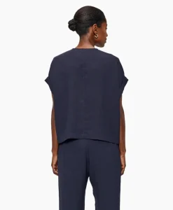 New Top Fluid V-Neck Donker Blauw Dames T-Shirts & Tops